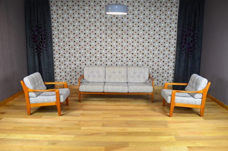 Salon scandinave banquette et 2 fauteuils vintage 1960 ... Banquette désign Salon