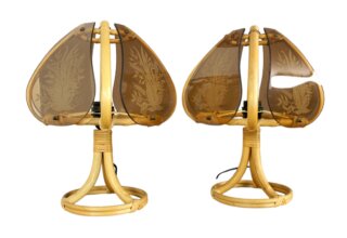 Paire de Lampe en Bambou et Rotin Vintage 1960