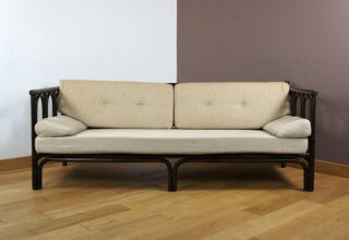 Banquette / Daybed en Rotin & Bambou Vintage 1960 / 1970 - A3152