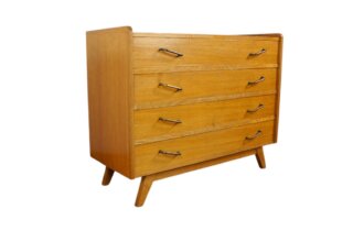 Commode Vintage en Chêne Doré & Pieds Compas 1960